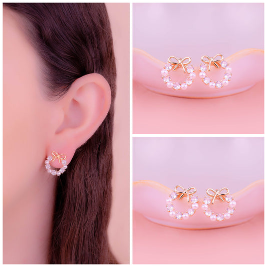 Aretes perlas moños