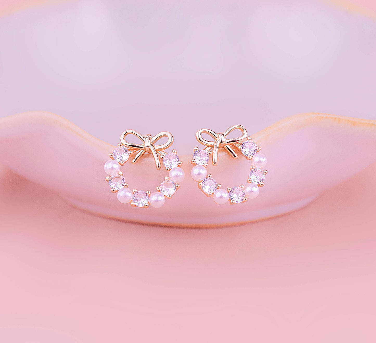 Aretes perlas moños