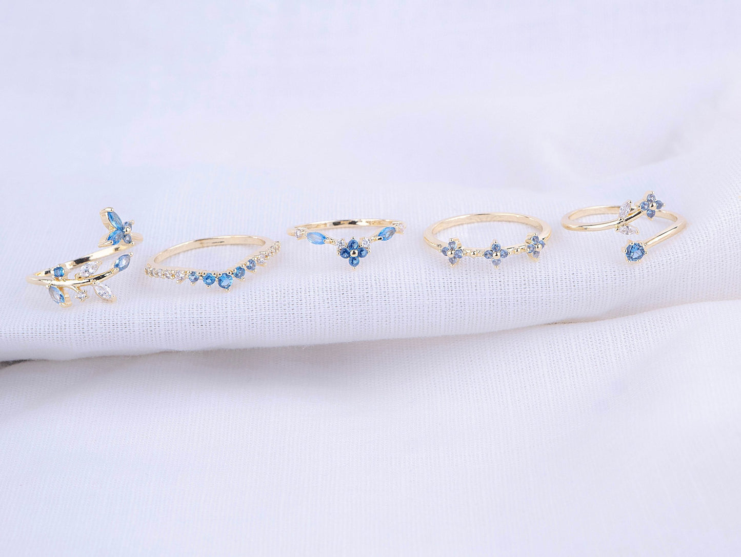 Set X 5 Anillos Azul Mágico