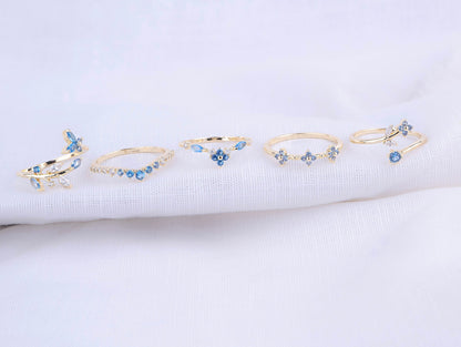 Set X 5 Anillos Azul Mágico