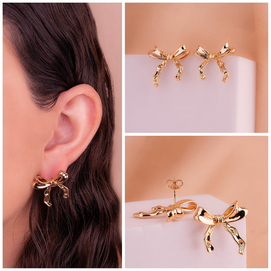 Aretes Moños Dorados
