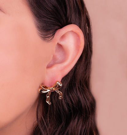 Aretes Moños Dorados