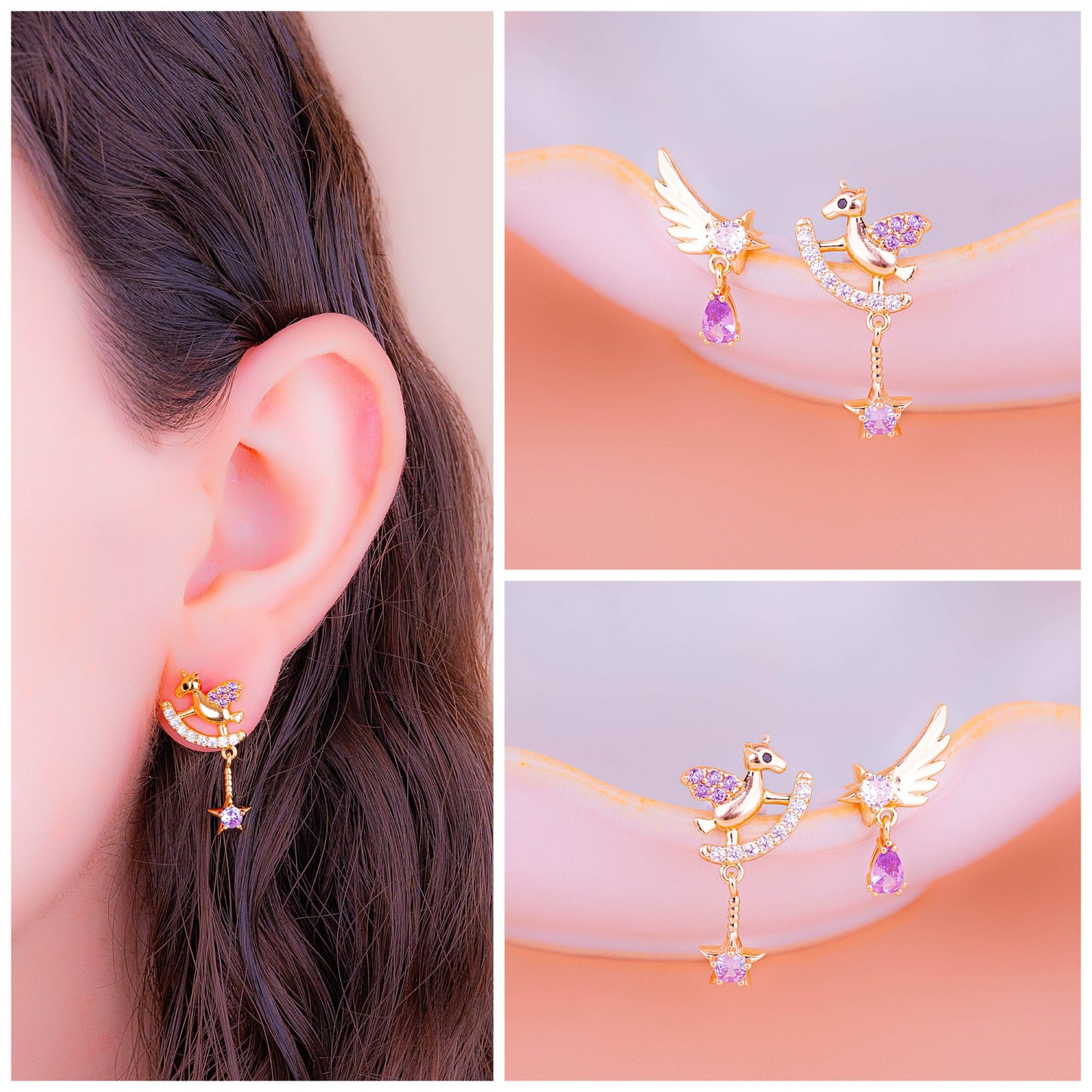 Aretes unicornio Estrellas
