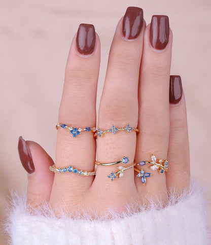 Set X 5 Anillos Azul Mágico