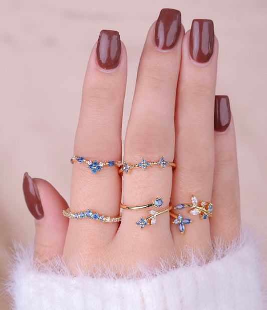 Set X 5 Anillos Azul Mágico